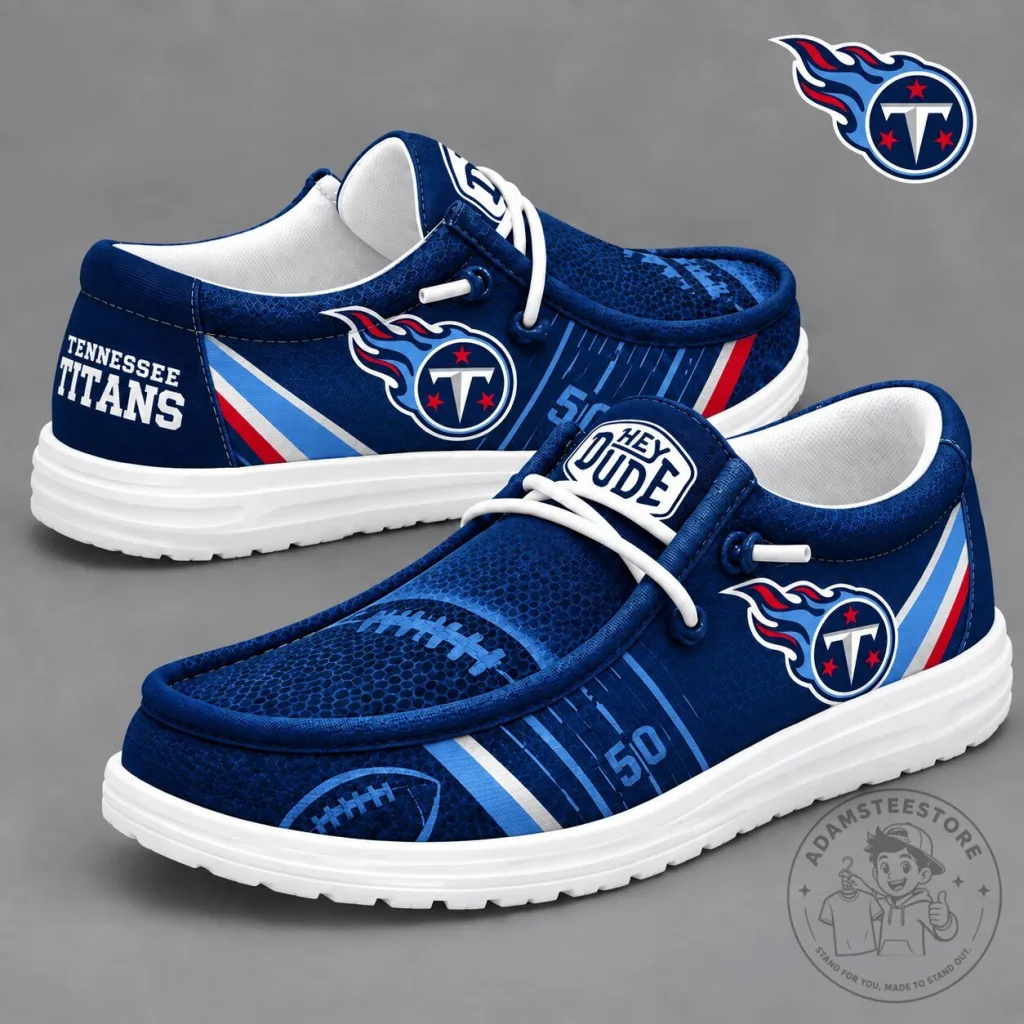 Tennessee Titans Football Team Logo Blue Loafer Shoes Tennessee Titans Football Team Logo Blue Loafer Shoes