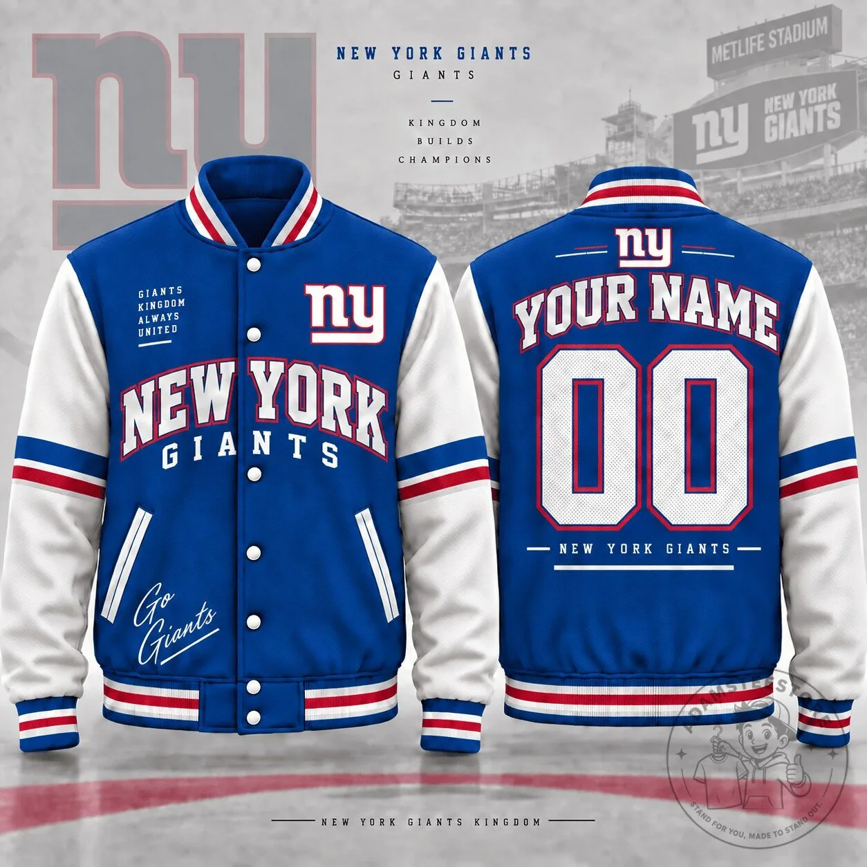 New York Giants NFL Custom Name And Number Football Varsity Jacket