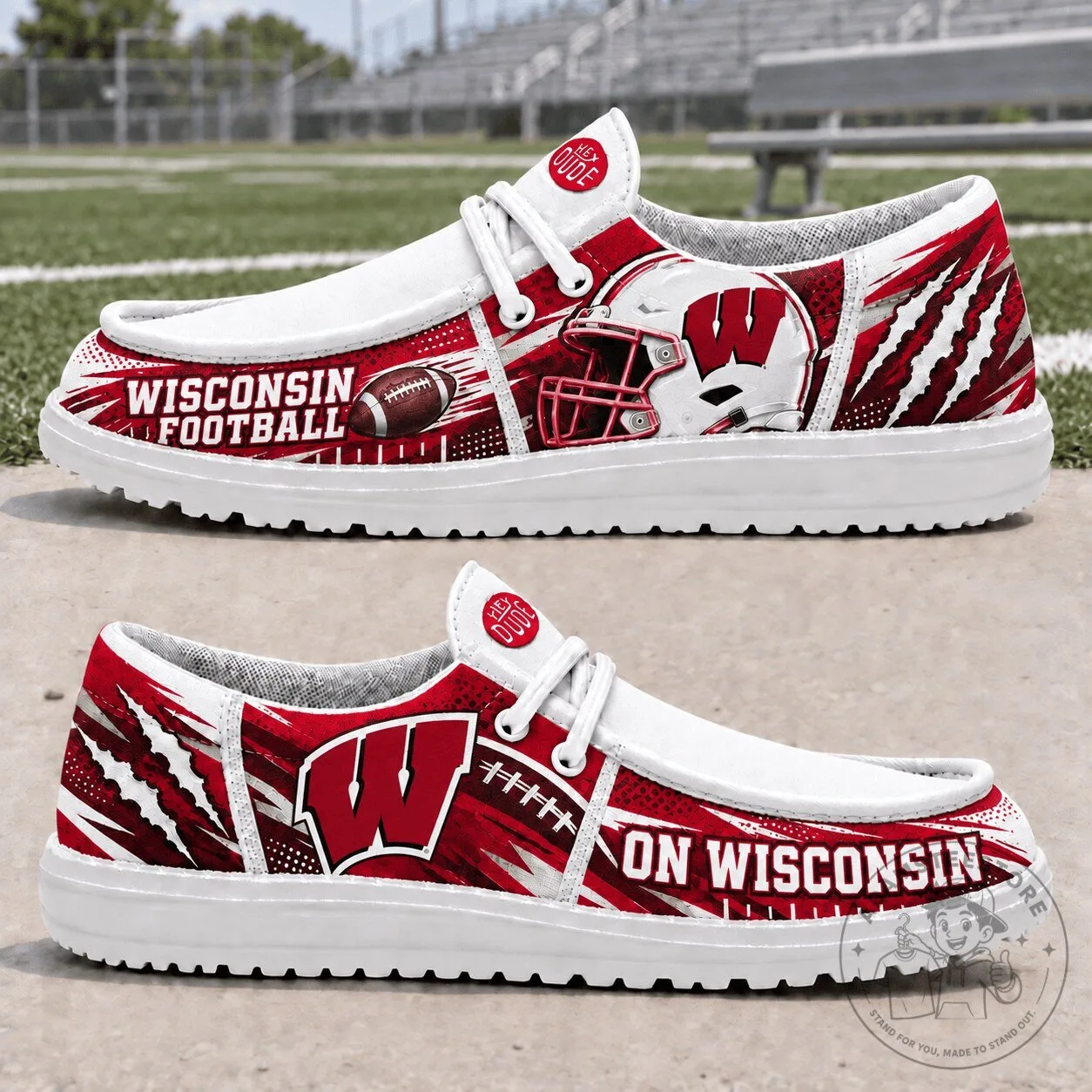 Wisconsin Badgers Football Helmet Slip-On Shoes for Men and Women