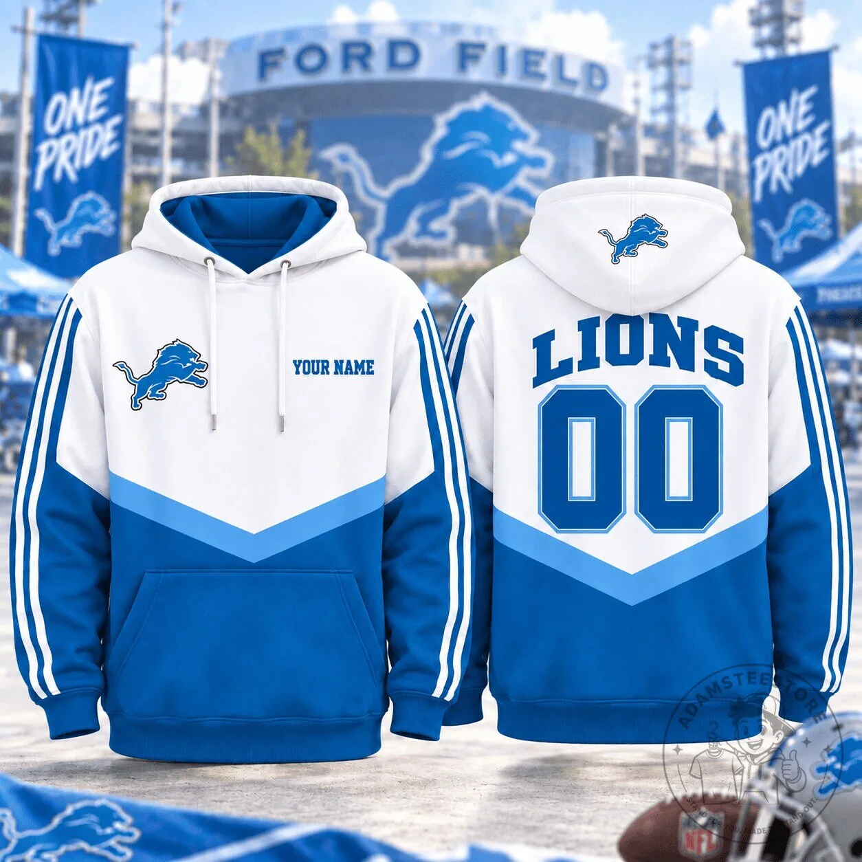 Detroit Lions Personalized Game Day Fan Hoodie with Custom Name and Number