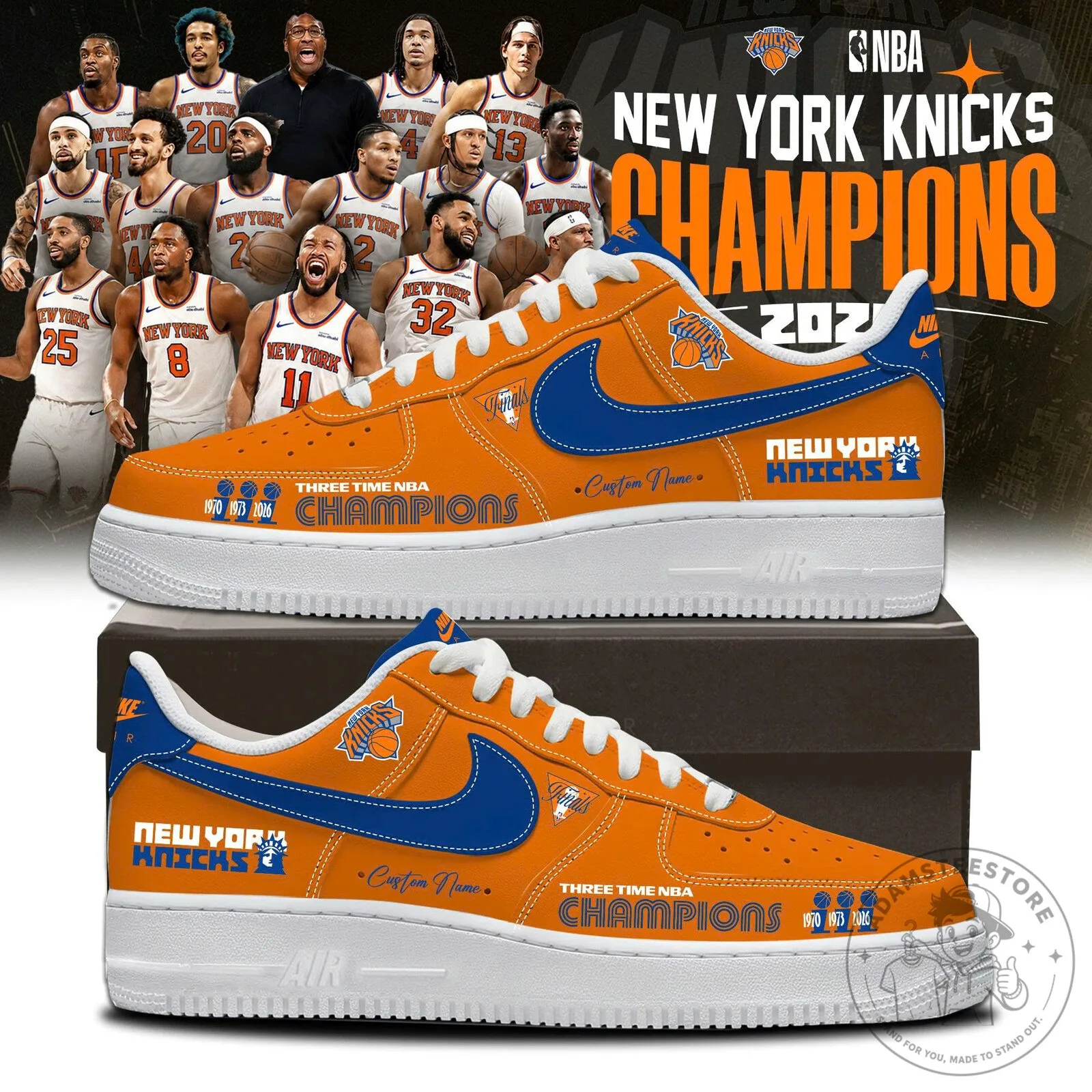 New York Knicks NBA Champions Custom Name Air Force 1 Sneakers