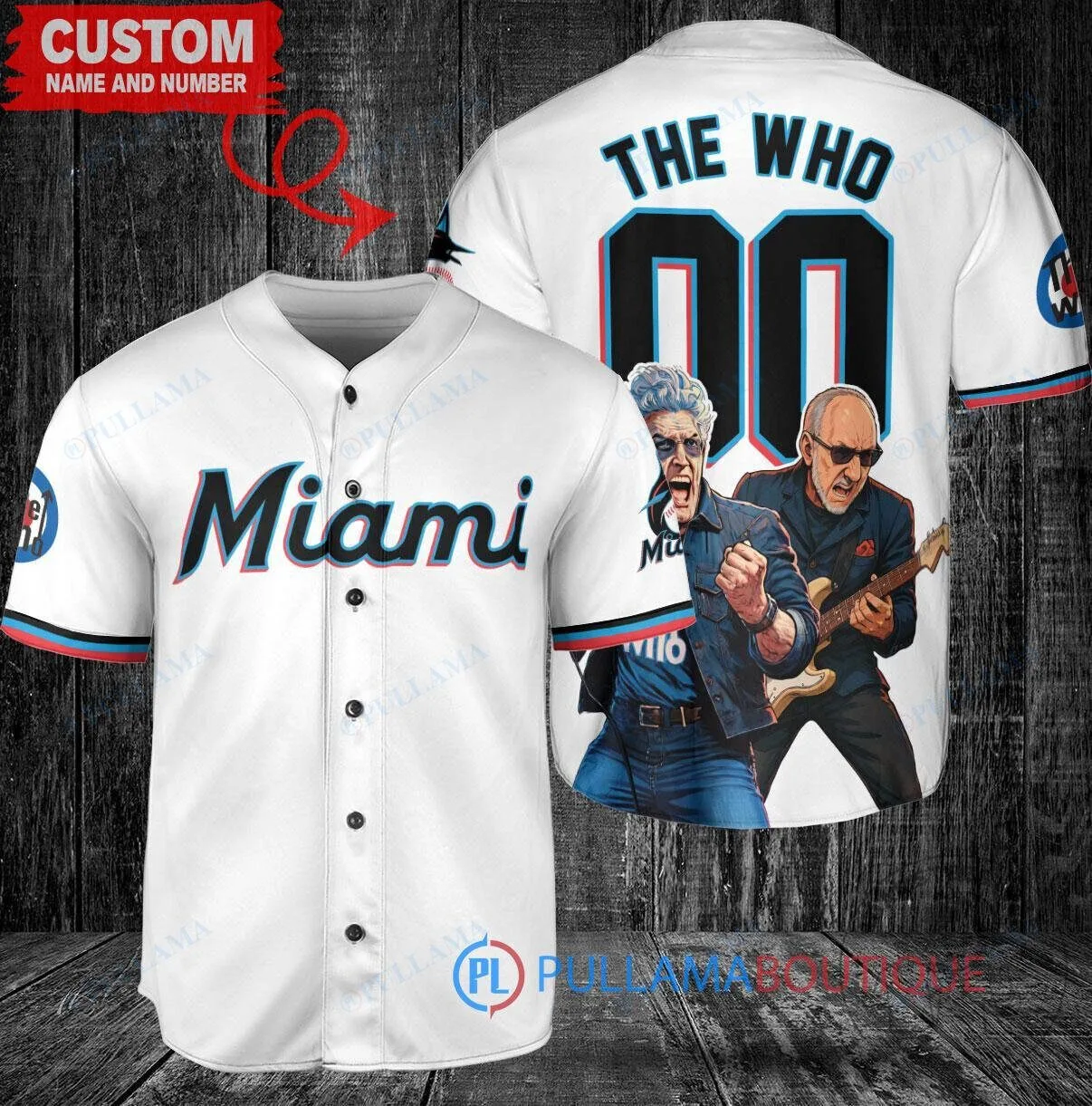 Miami Marlins Baseball The Who Rock Band Custom Baseball Jersey 2 Miami Marlins Baseball The Who Rock Band Custom Baseball Jersey