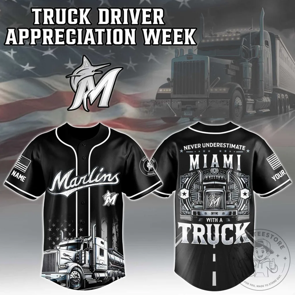 Miami Marlins Baseball Truck Driver Appreciation Week Jersey Miami Marlins Baseball Truck Driver Appreciation Week Jersey