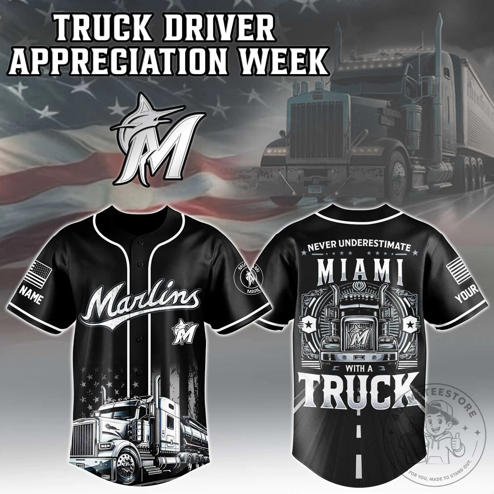 Miami Marlins Baseball Truck Driver Appreciation Week Jersey