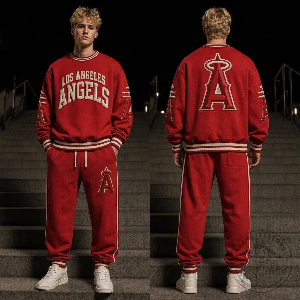 Los Angeles Angels Baseball Team Red Sweatshirt and Sweatpants Set