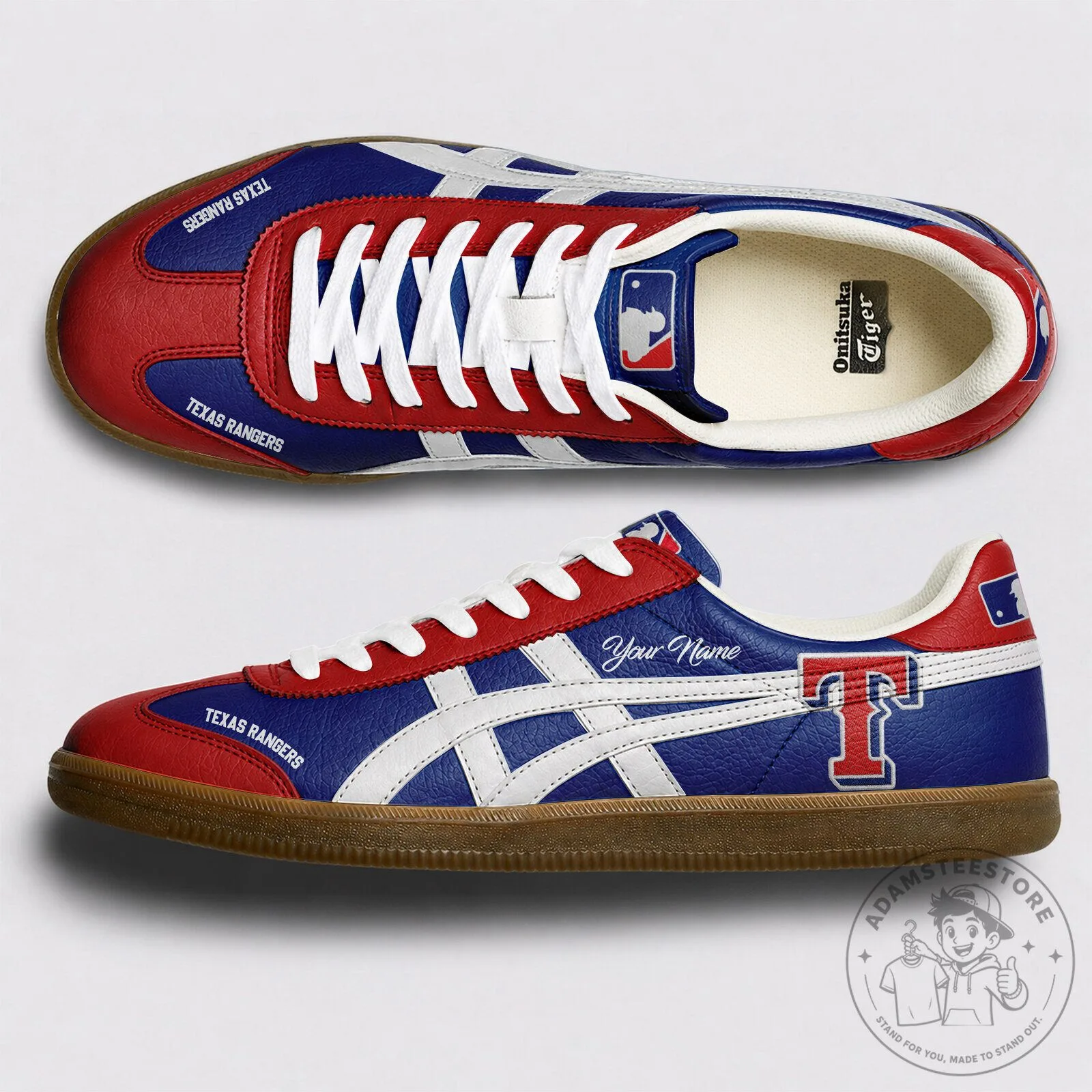 Texas Rangers Baseball Team Logo Custom Name Shoes