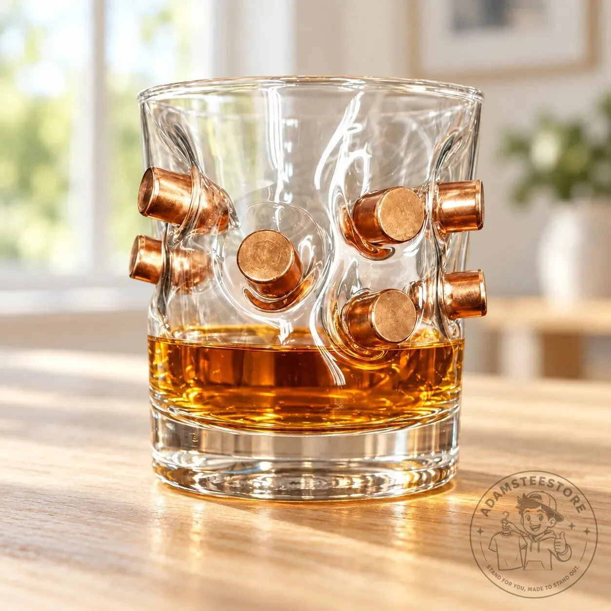 Bullet Infused Whiskey Glass, Unique Hand Blown Old Fashioned Drinking Glass