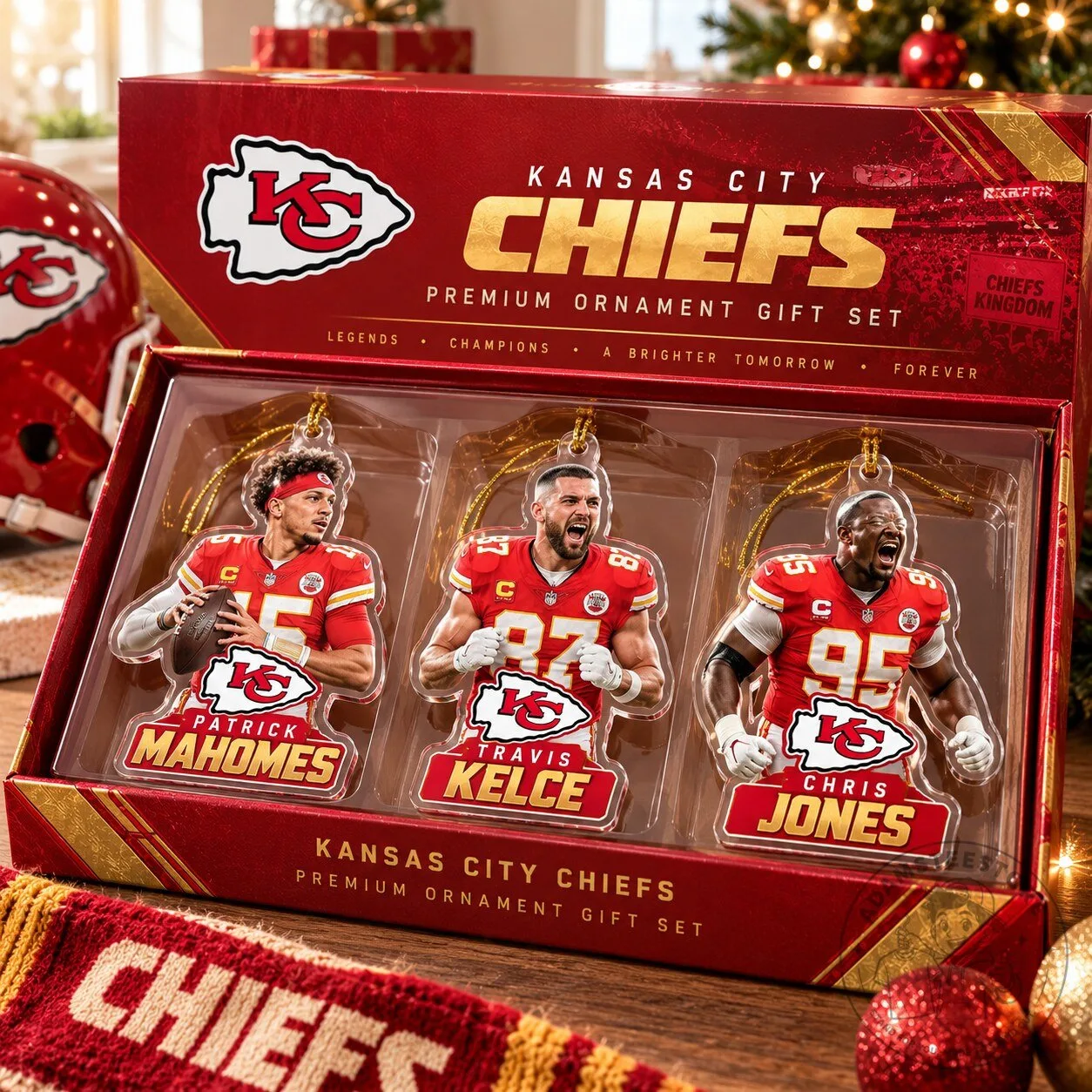 Kansas City Chiefs Patrick Mahomes Travis Kelce Chris Jones Acrylic Ornament Set 5 Kansas City Chiefs Patrick Mahomes Travis Kelce Chris Jones Acrylic Ornament Set