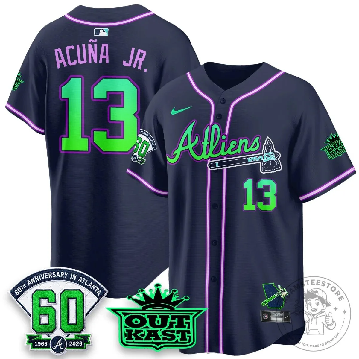 Atlanta Braves Ronald Acuña Jr. Outkast Atliens Baseball Jersey