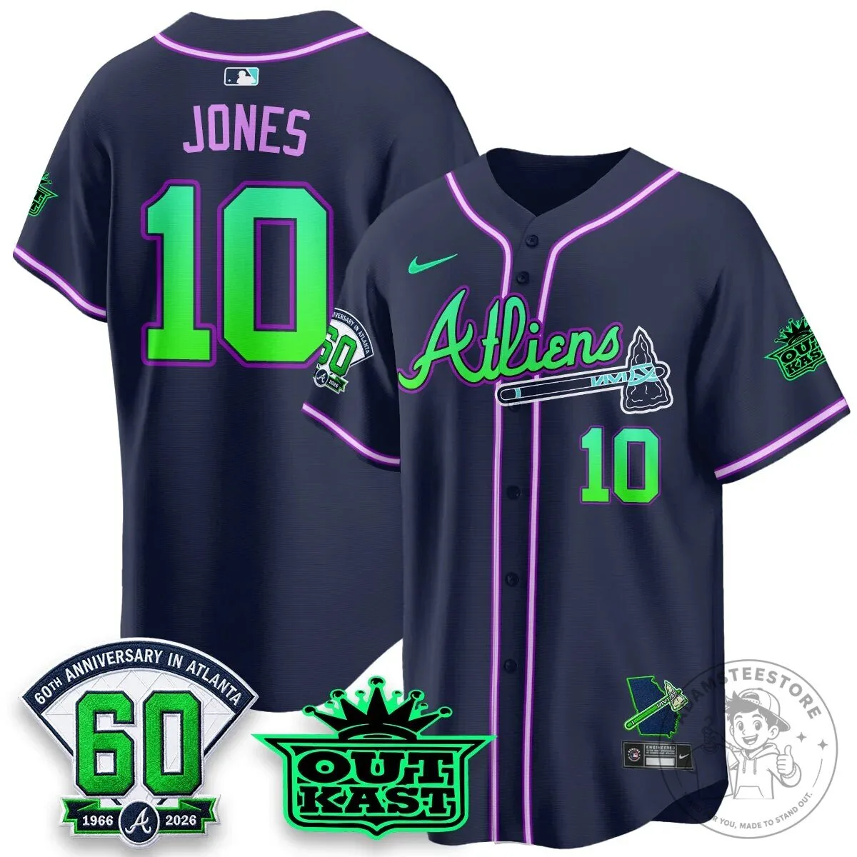 Atlanta Braves Ronald Acuña Jr. Outkast Atliens Baseball Jersey 66 Atlanta Braves Ronald Acuña Jr. Outkast Atliens Baseball Jersey