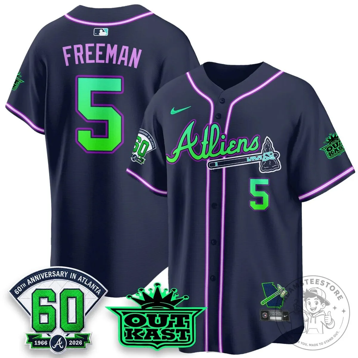 Atlanta Braves Ronald Acuña Jr. Outkast Atliens Baseball Jersey 67 Atlanta Braves Ronald Acuña Jr. Outkast Atliens Baseball Jersey