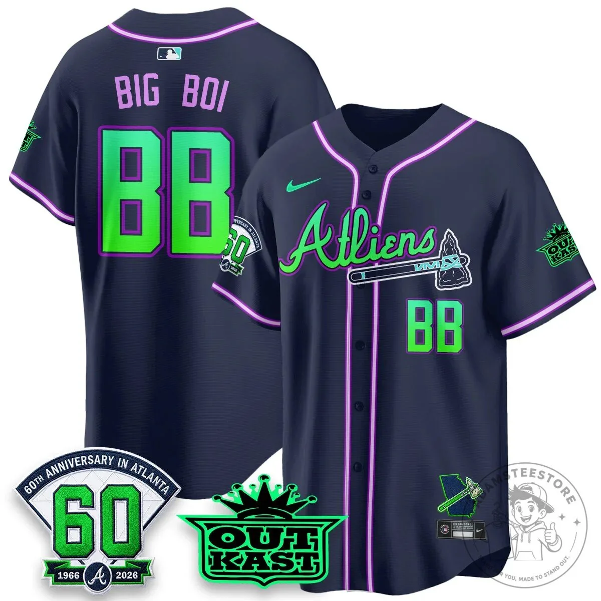 Atlanta Braves Ronald Acuña Jr. Outkast Atliens Baseball Jersey 68 Atlanta Braves Ronald Acuña Jr. Outkast Atliens Baseball Jersey