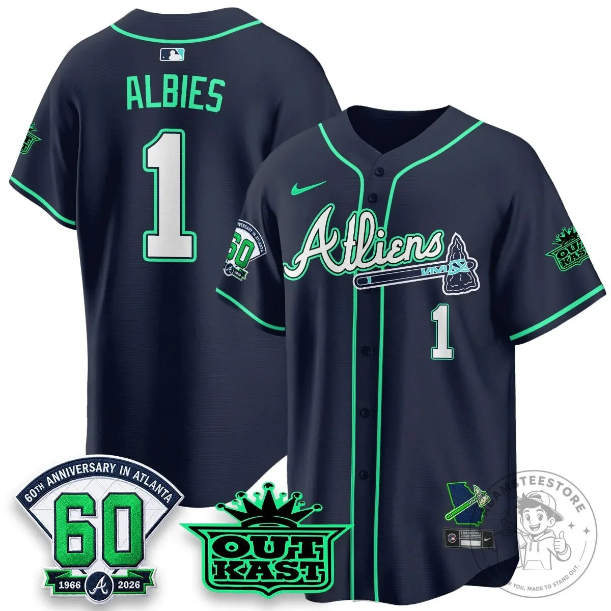 Atlanta Braves Ronald Acuña Jr. Outkast Atliens Baseball Jersey 73 Atlanta Braves Ronald Acuña Jr. Outkast Atliens Baseball Jersey
