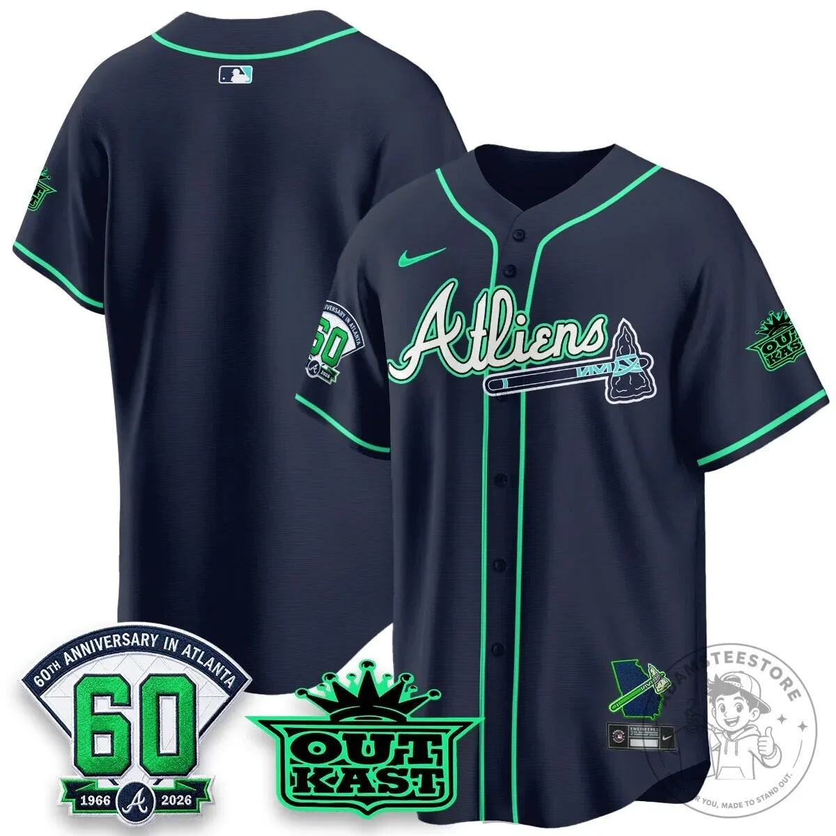 Atlanta Braves Ronald Acuña Jr. Outkast Atliens Baseball Jersey 80 Atlanta Braves Ronald Acuña Jr. Outkast Atliens Baseball Jersey