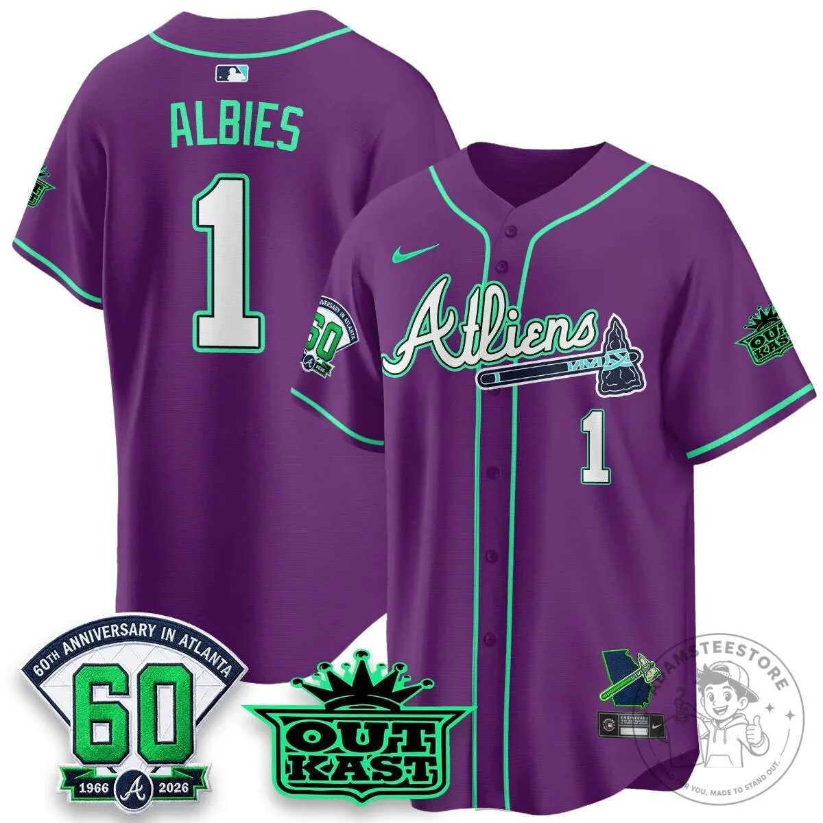 Atlanta Braves Ronald Acuña Jr. Outkast Atliens Baseball Jersey 84 Atlanta Braves Ronald Acuña Jr. Outkast Atliens Baseball Jersey