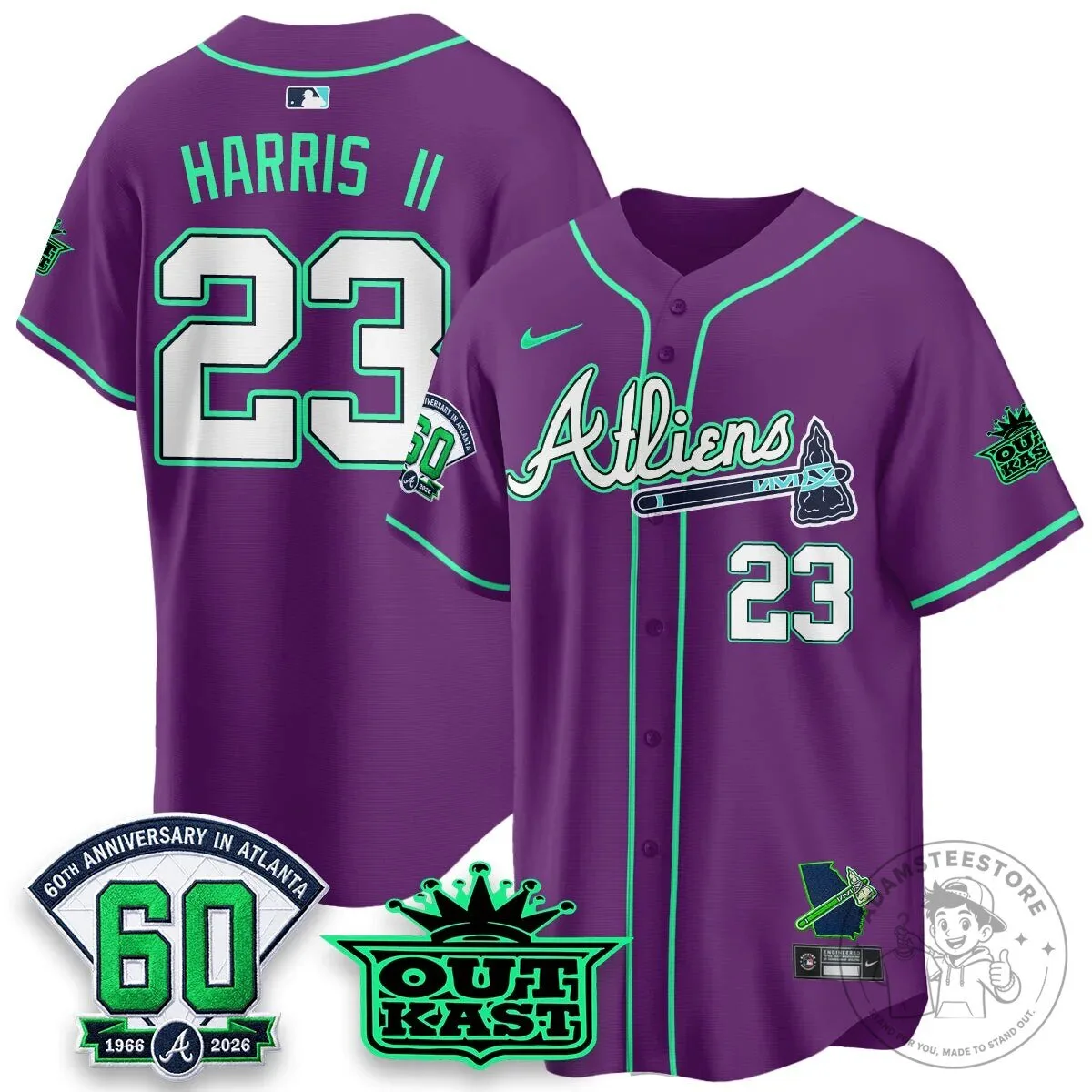 Atlanta Braves Ronald Acuña Jr. Outkast Atliens Baseball Jersey 86 Atlanta Braves Ronald Acuña Jr. Outkast Atliens Baseball Jersey