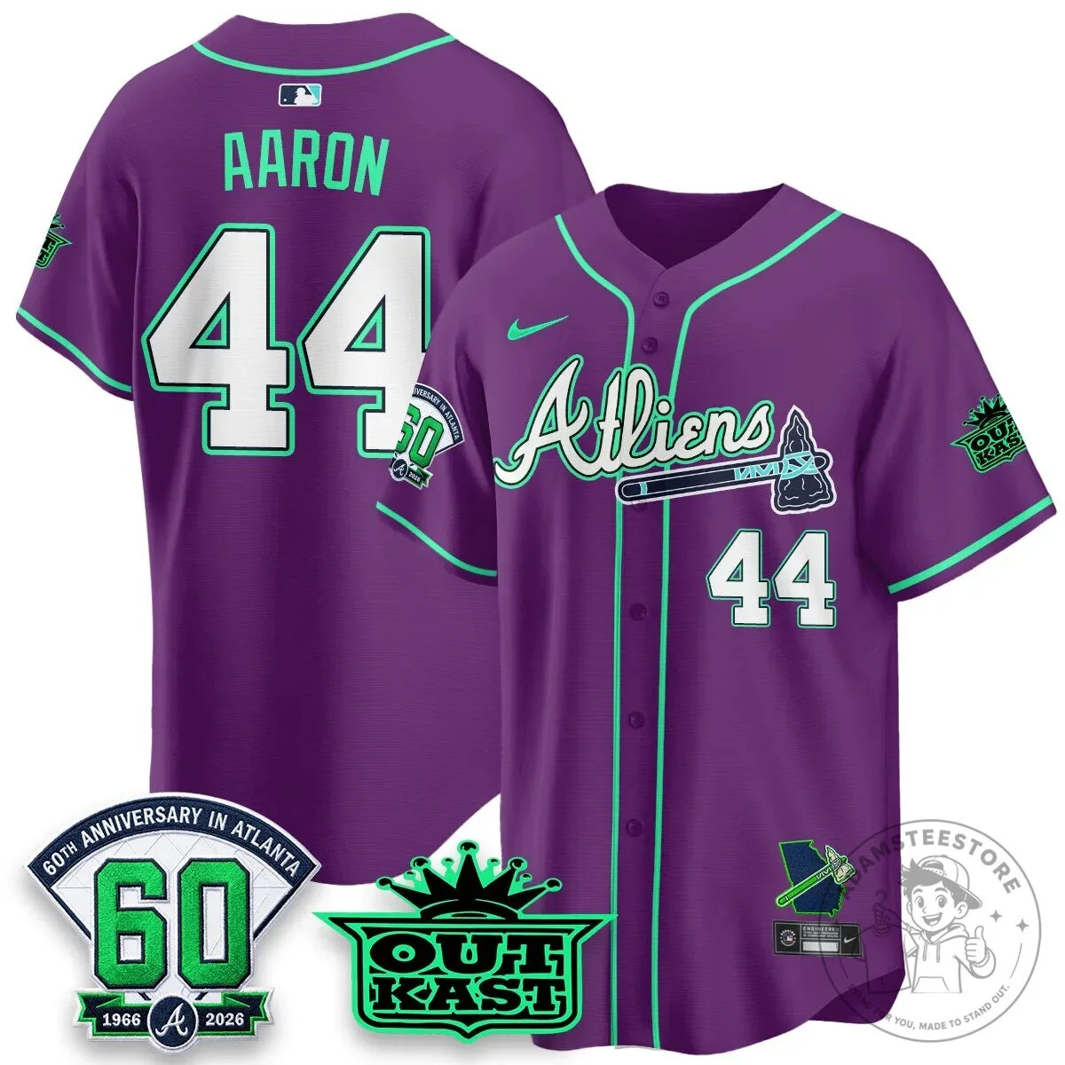 Atlanta Braves Ronald Acuña Jr. Outkast Atliens Baseball Jersey 87 Atlanta Braves Ronald Acuña Jr. Outkast Atliens Baseball Jersey