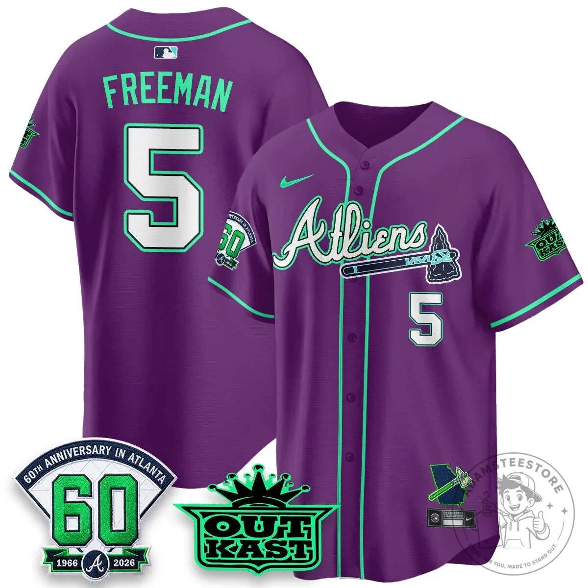Atlanta Braves Ronald Acuña Jr. Outkast Atliens Baseball Jersey 89 Atlanta Braves Ronald Acuña Jr. Outkast Atliens Baseball Jersey