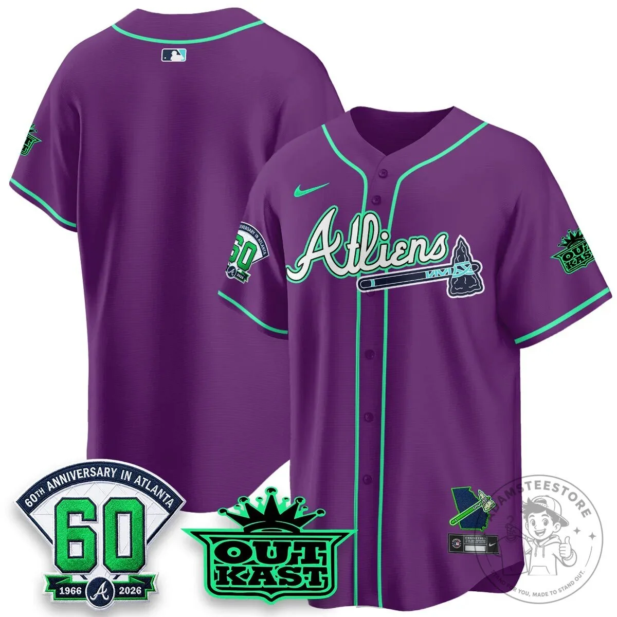 Atlanta Braves Ronald Acuña Jr. Outkast Atliens Baseball Jersey 91 Atlanta Braves Ronald Acuña Jr. Outkast Atliens Baseball Jersey
