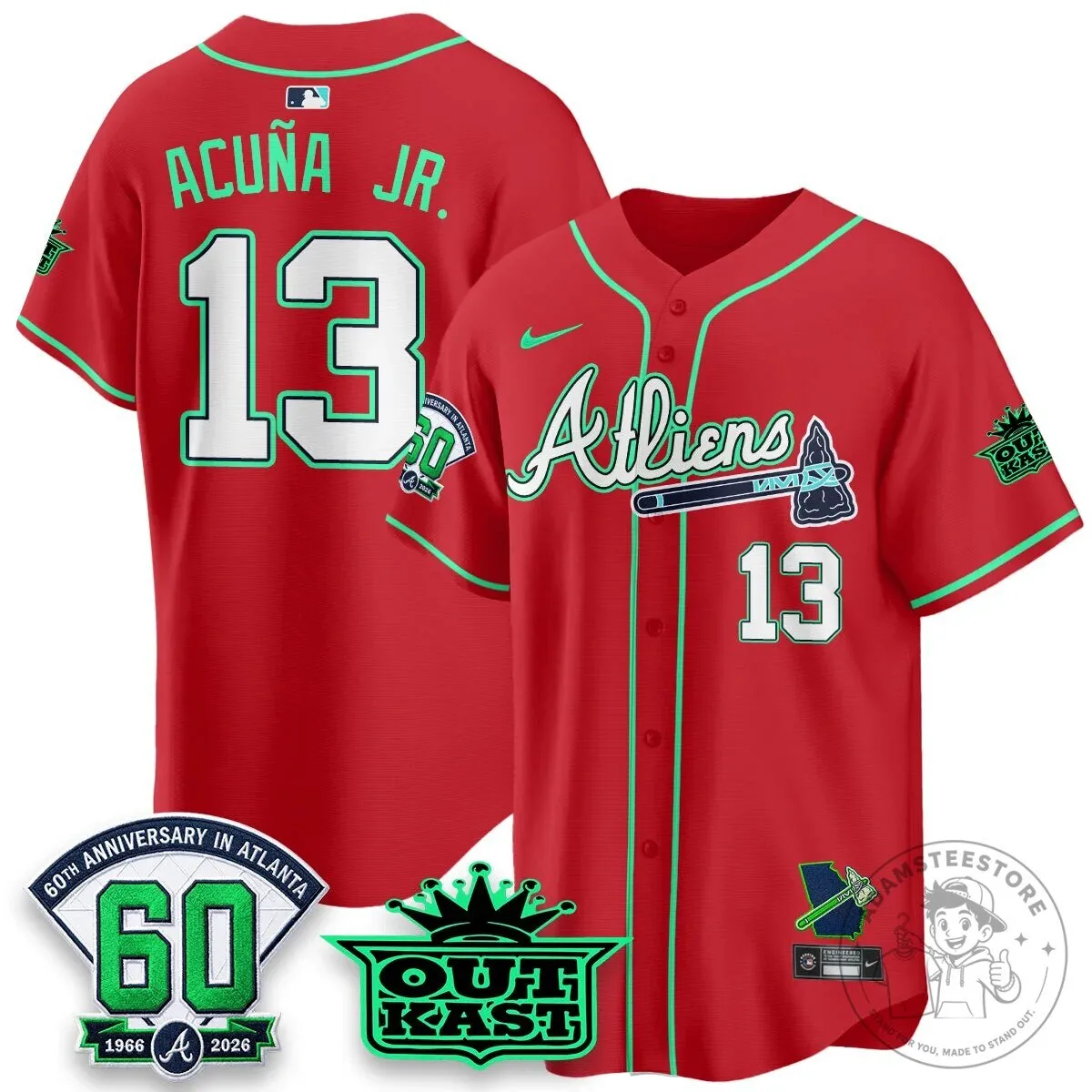 Atlanta Braves Ronald Acuña Jr. Outkast Atliens Baseball Jersey 92 Atlanta Braves Ronald Acuña Jr. Outkast Atliens Baseball Jersey