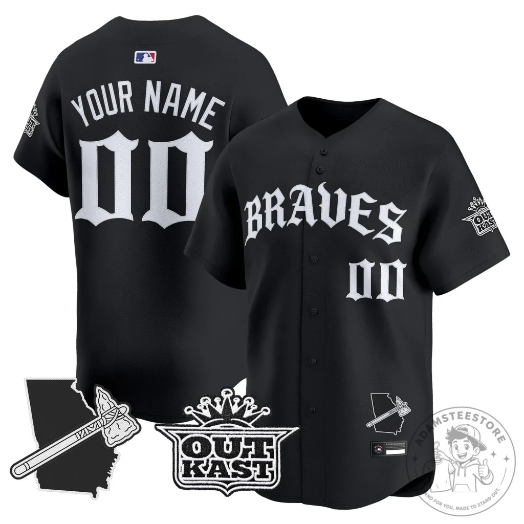 Atlanta Braves Black Custom Baseball Jersey Atlanta Braves Black Custom Baseball Jersey