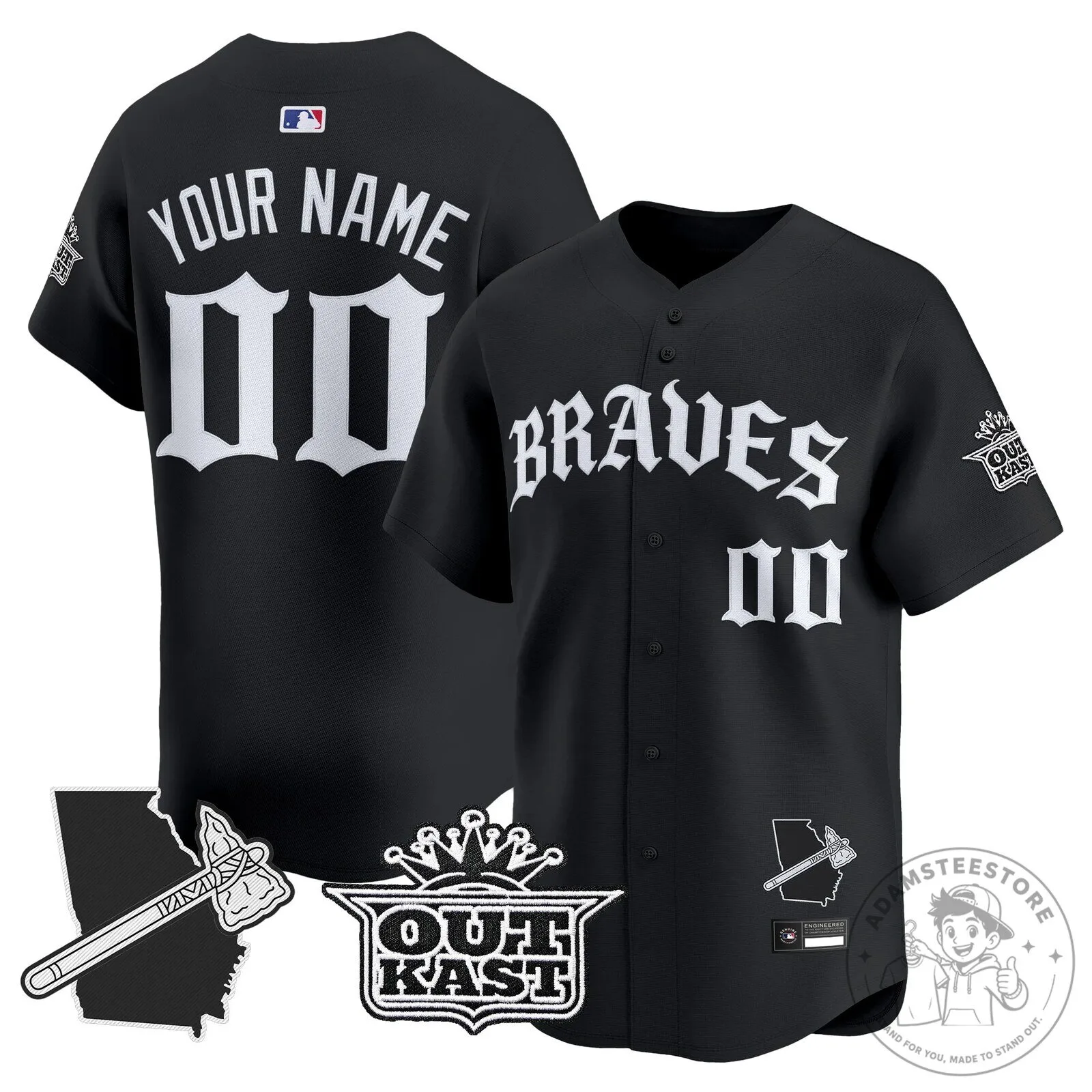 Atlanta Braves Black Custom Baseball Jersey