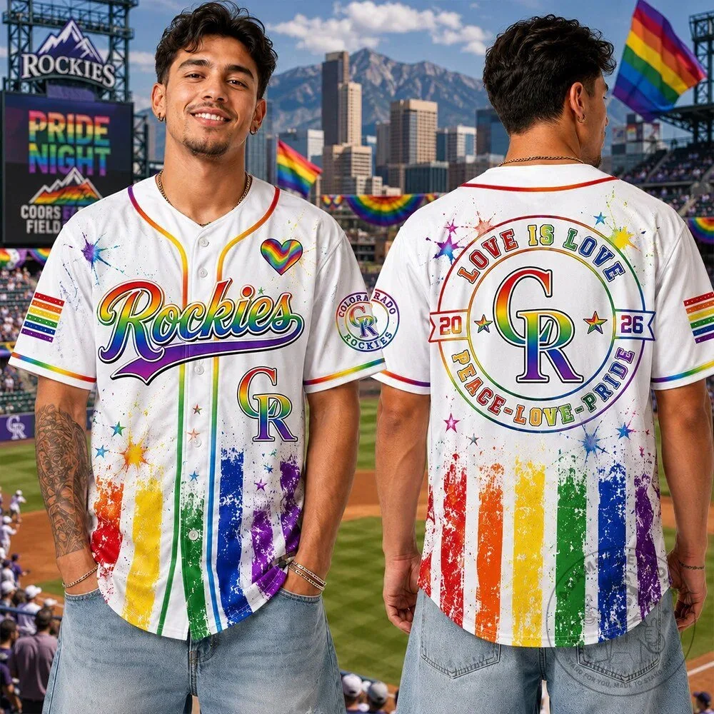 Colorado Rockies Baseball Pride Night Rainbow Jersey 4 Colorado Rockies Baseball Pride Night Rainbow Jersey