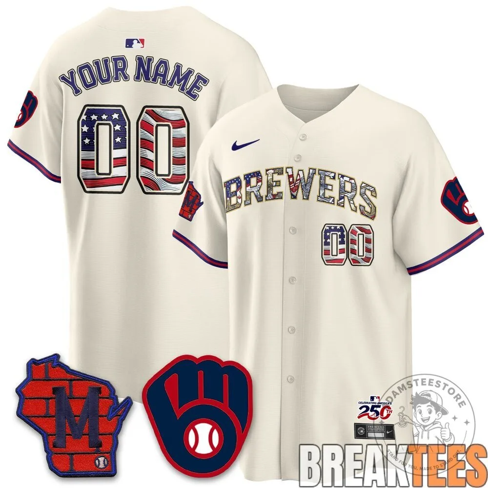 Milwaukee Brewers 2026 Independence Day USA Custom Baseball Jersey