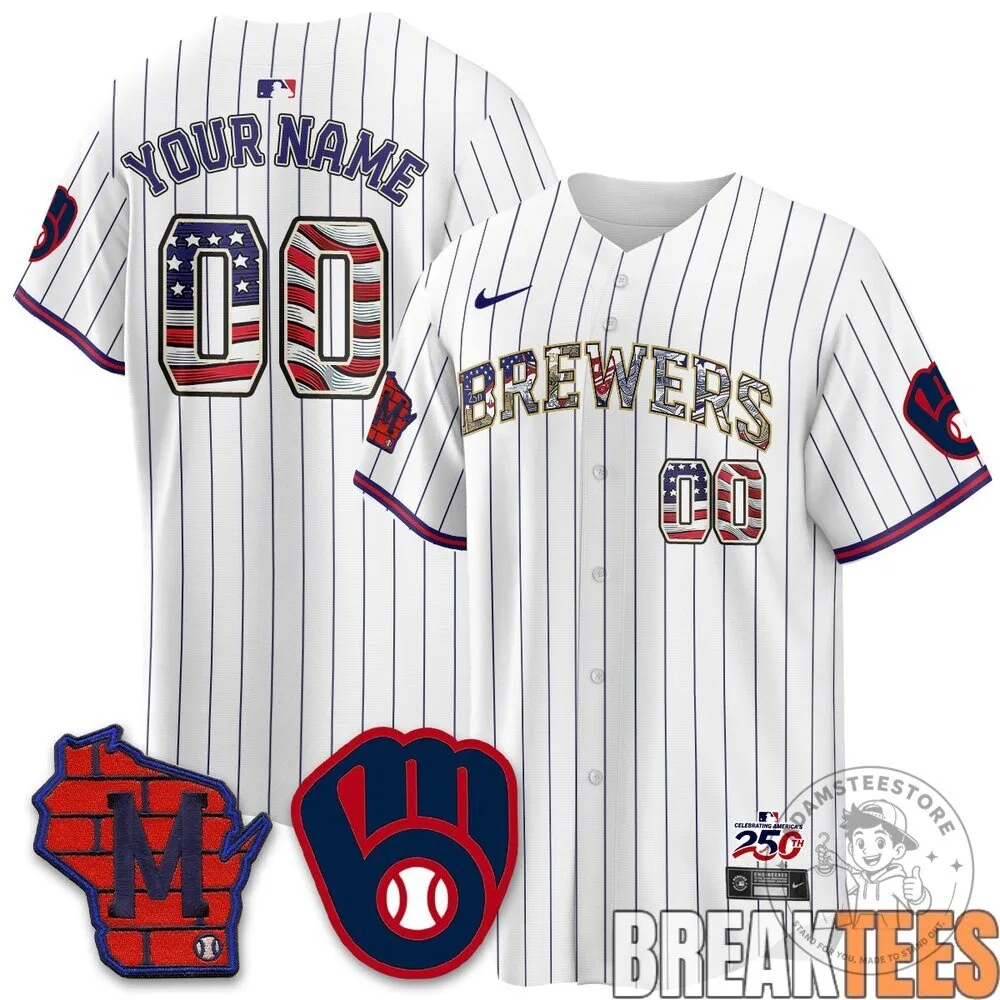 Milwaukee Brewers 2026 Independence Day USA Custom Baseball Jersey 12 Milwaukee Brewers 2026 Independence Day USA Custom Baseball Jersey