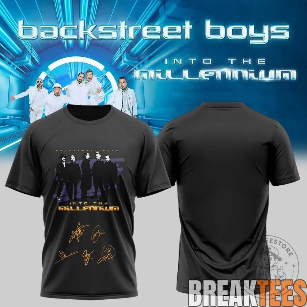 Backstreet Boys Into The Millennium Tour Signatures Black T-Shirt