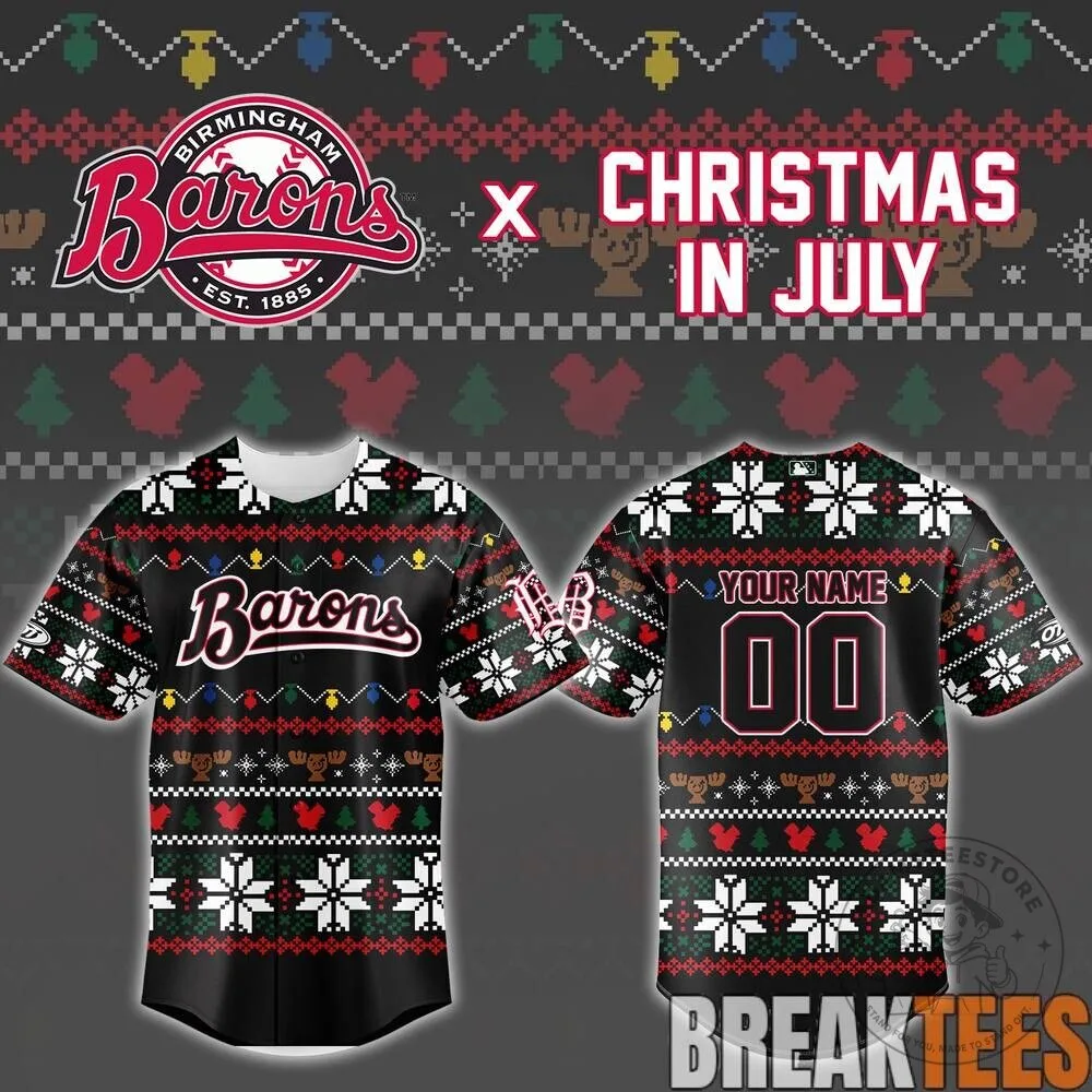 Birmingham Barons Christmas In July Ugly Sweater Baseball Jersey