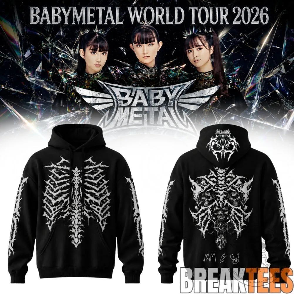 Babymetal World Tour 2026 Skeleton Graphic Black Hoodie
