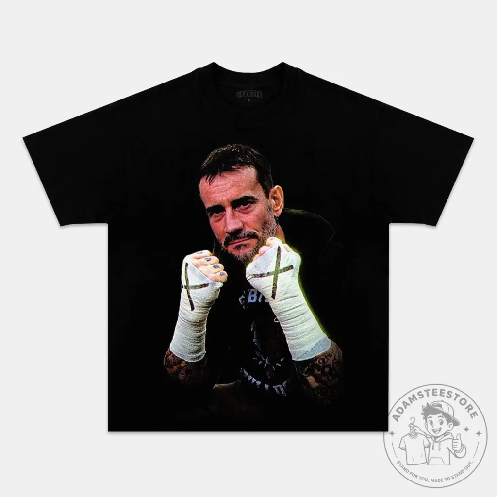 CM Punk Fighter Pose Black Graphic T-Shirt