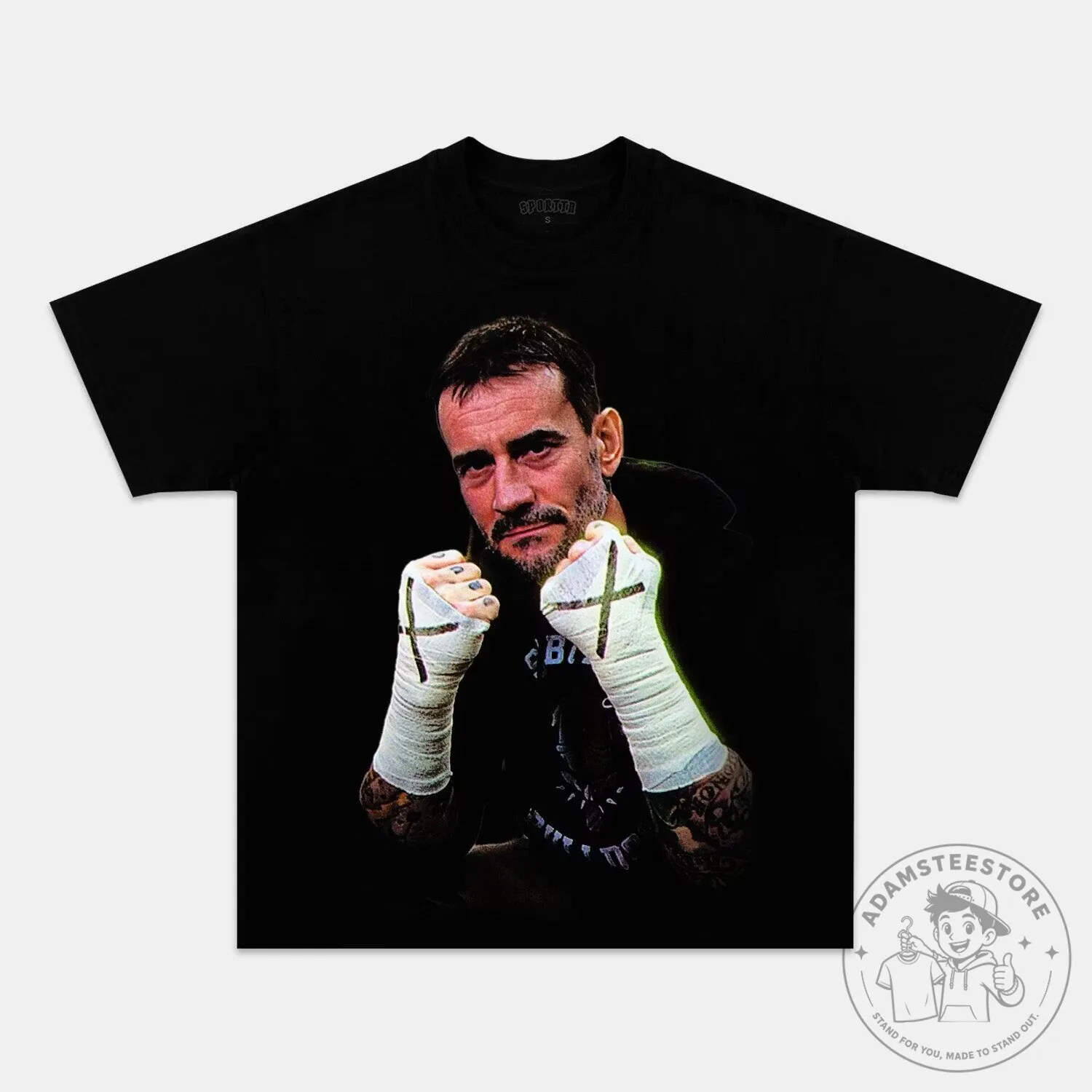 CM Punk Fighter Pose Black Graphic T-Shirt