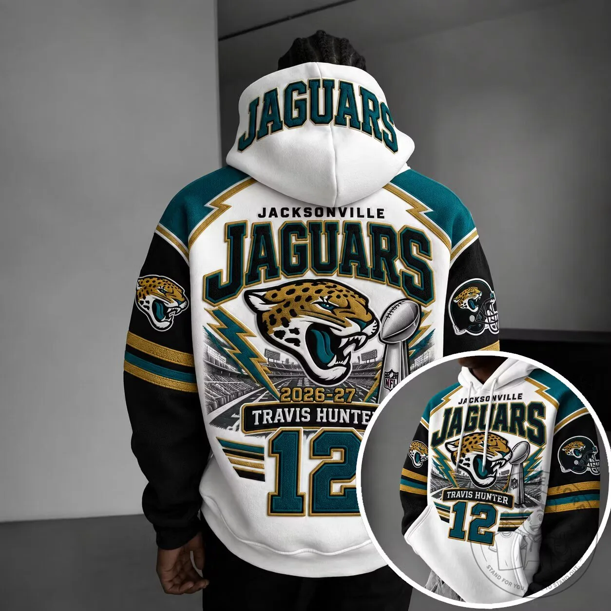 Jacksonville Jaguars Travis Hunter Number 12 Football Team Hoodie