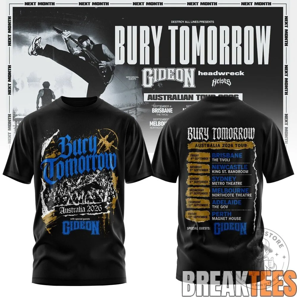 Bury Tomorrow Australian Tour 2026 Band Concert Black T-Shirt