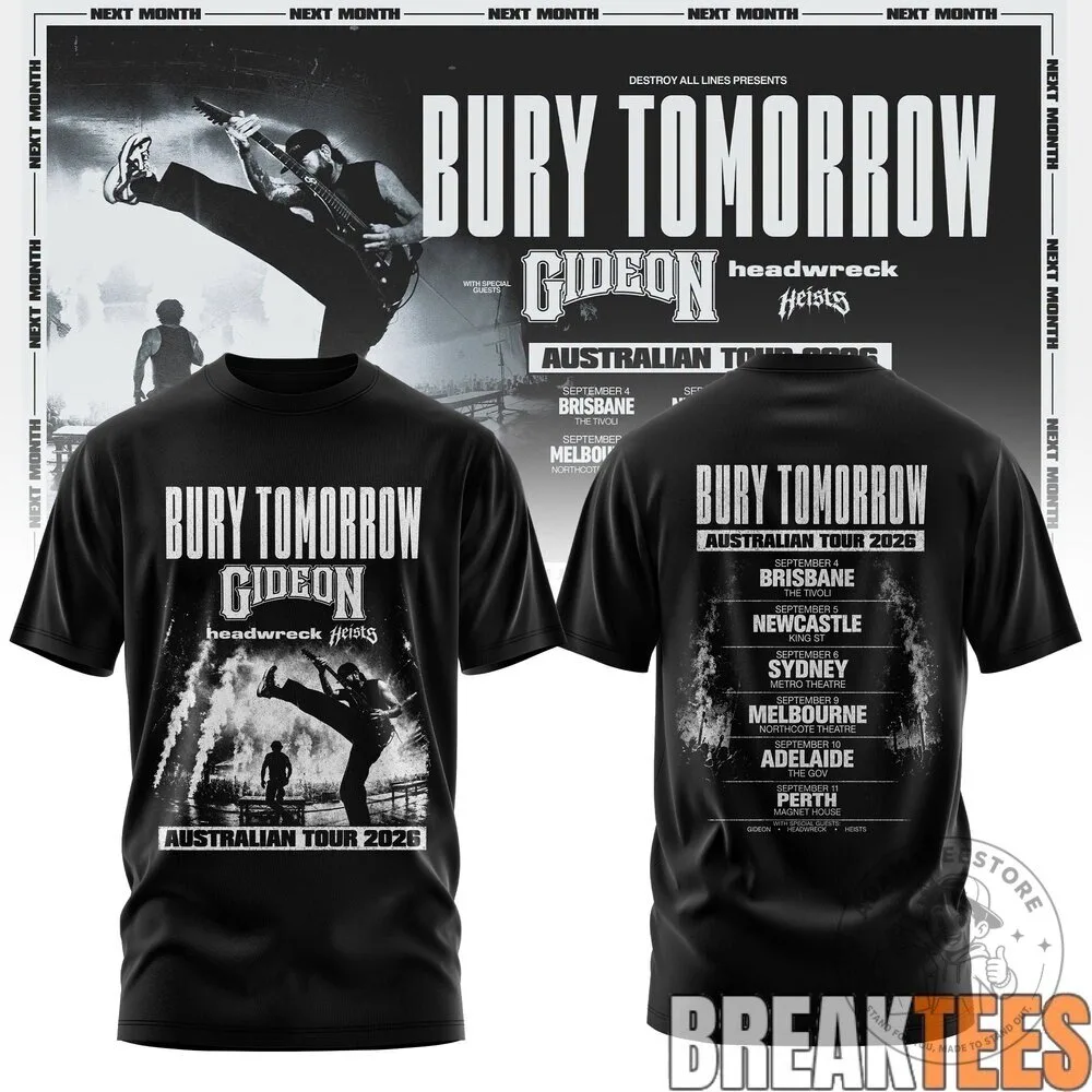 Bury Tomorrow Australian Tour 2026 Band Concert Black T-Shirt 12 Bury Tomorrow Australian Tour 2026 Band Concert Black T-Shirt