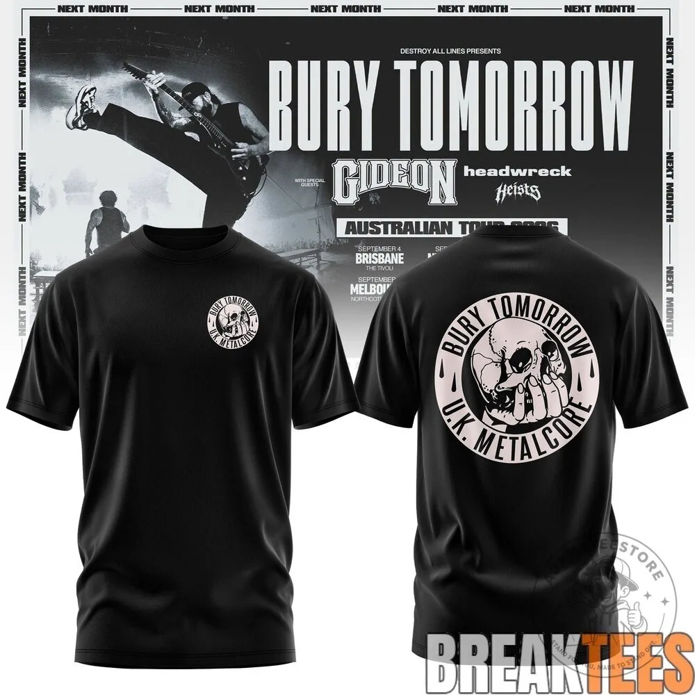 Bury Tomorrow Australian Tour 2026 Band Concert Black T-Shirt 14 Bury Tomorrow Australian Tour 2026 Band Concert Black T-Shirt