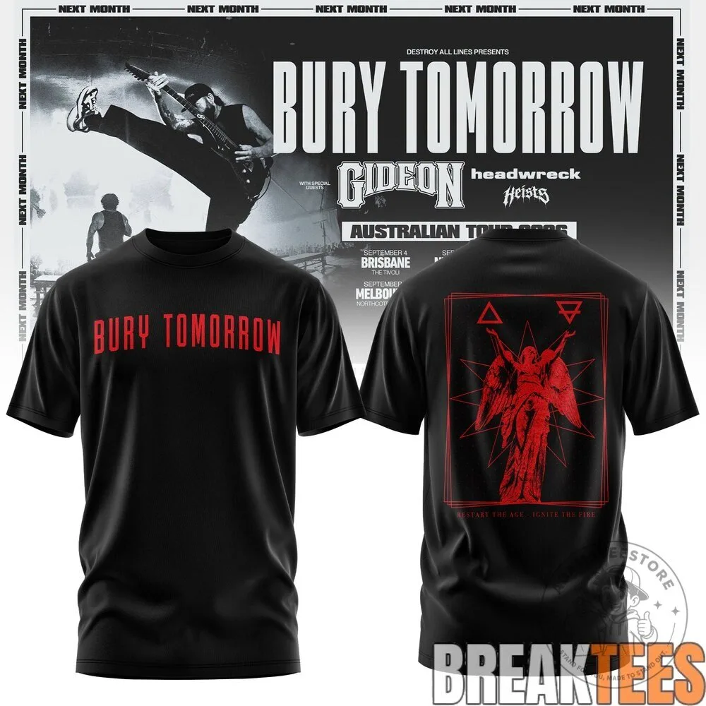 Bury Tomorrow Australian Tour 2026 Band Concert Black T-Shirt 16 Bury Tomorrow Australian Tour 2026 Band Concert Black T-Shirt
