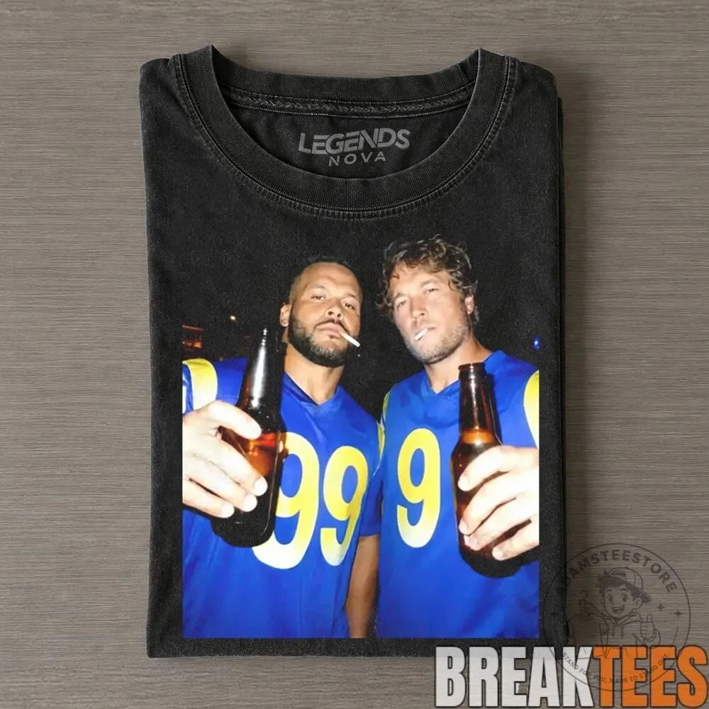 Los Angeles Rams Aaron Donald and Matthew Stafford Drinking T-Shirt 7 Los Angeles Rams Aaron Donald and Matthew Stafford Drinking T-Shirt