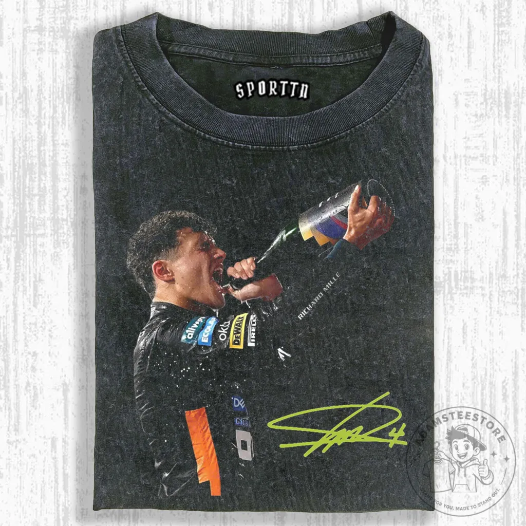Lando Norris Formula 1 Racing Champion Celebration T-Shirt