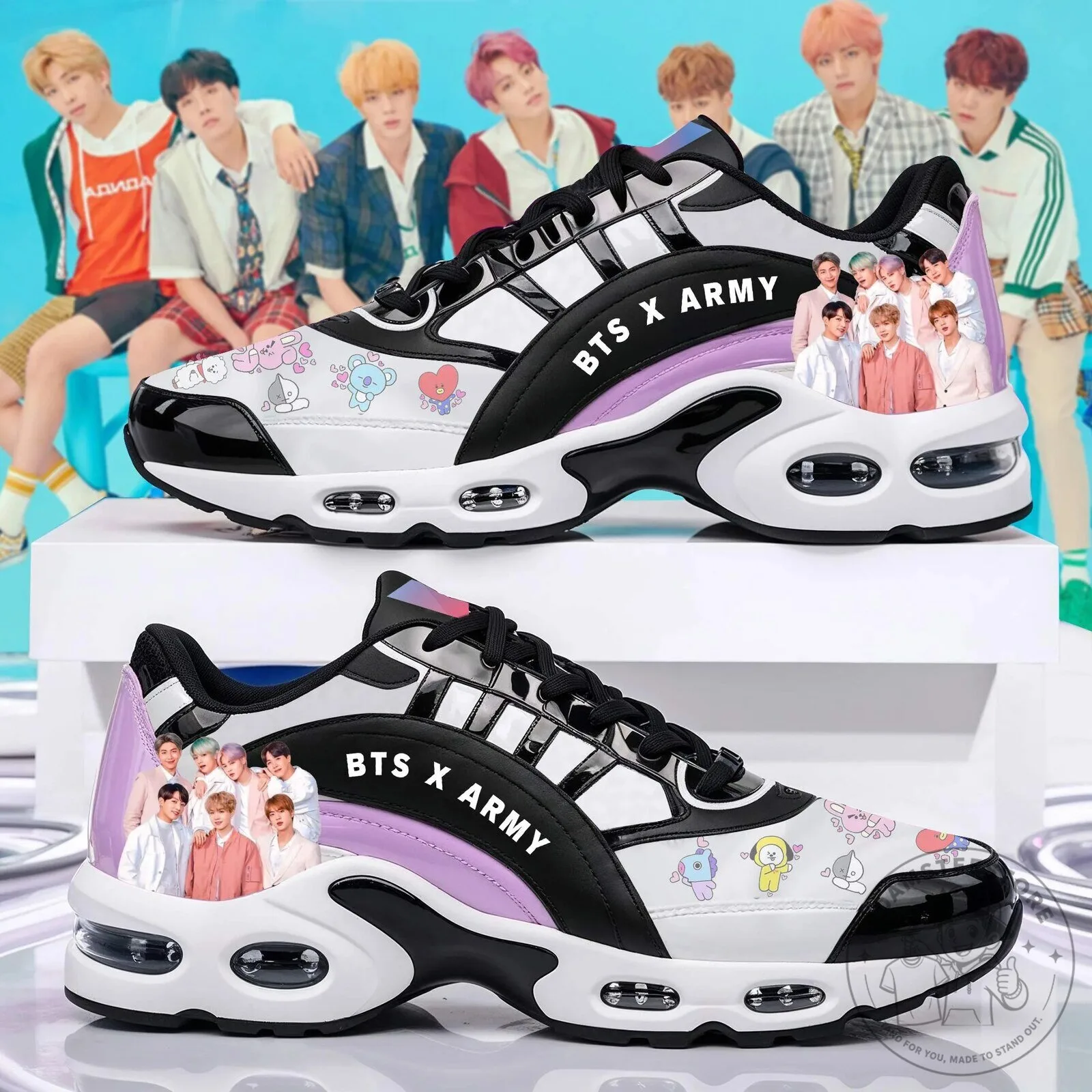 BTS K-Pop Band Group Photo Sneakers Shoes for ARMY Fans
