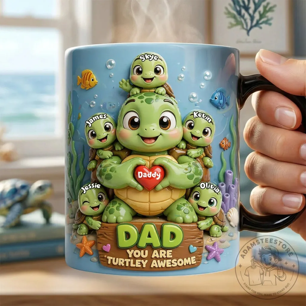 Personalized Turtle Family Daddy You Are Turtley Awesome Coffee Mug