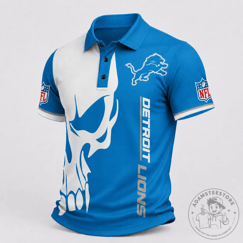 Detroit Lions National Football League Skull Game Day Polo Shirt Detroit Lions National Football League Skull Game Day Polo Shirt
