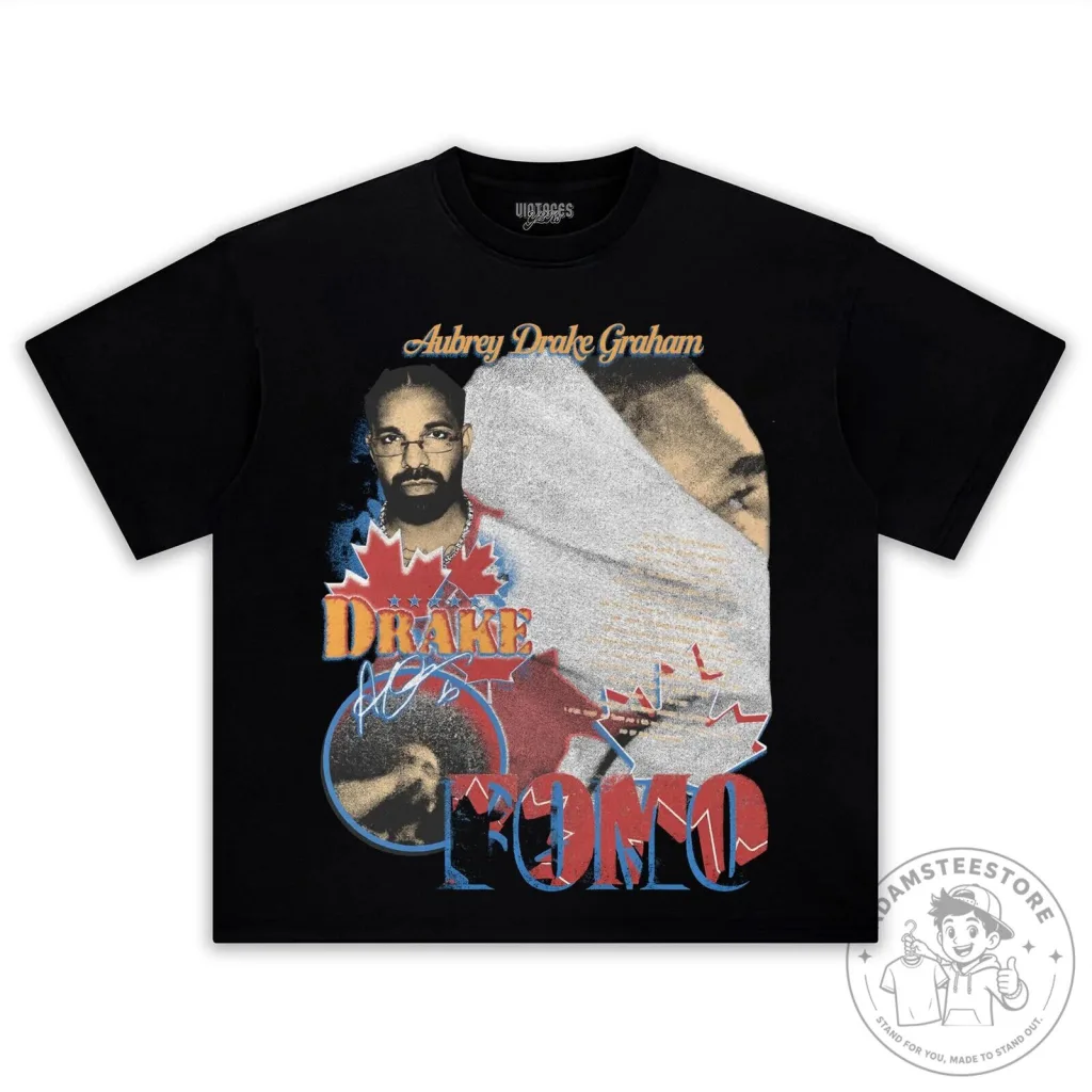 Drake Aubrey Graham Fear Of Missing Out Black Graphic T-Shirt