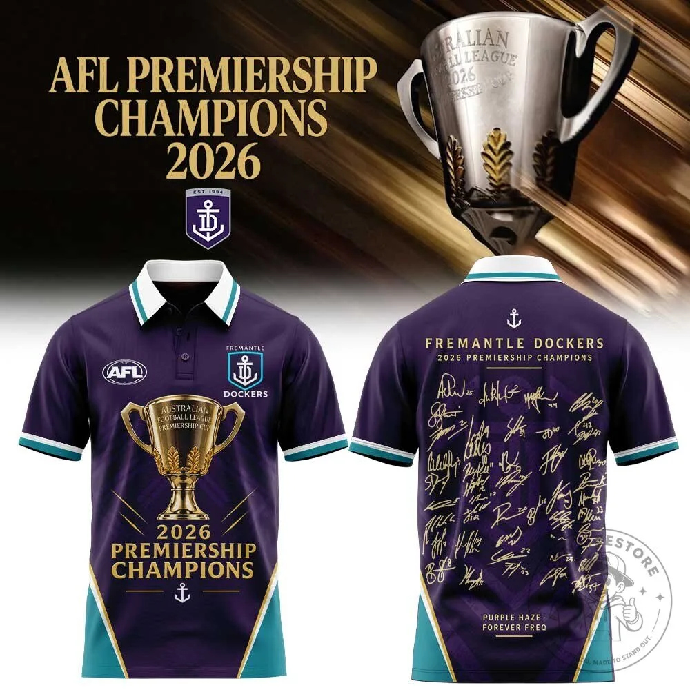 2026 Premiership Champions Polo Shirt - Australian Football League Fremantle Dockers 2 2026 Premiership Champions Polo Shirt - Australian Football League Fremantle Dockers
