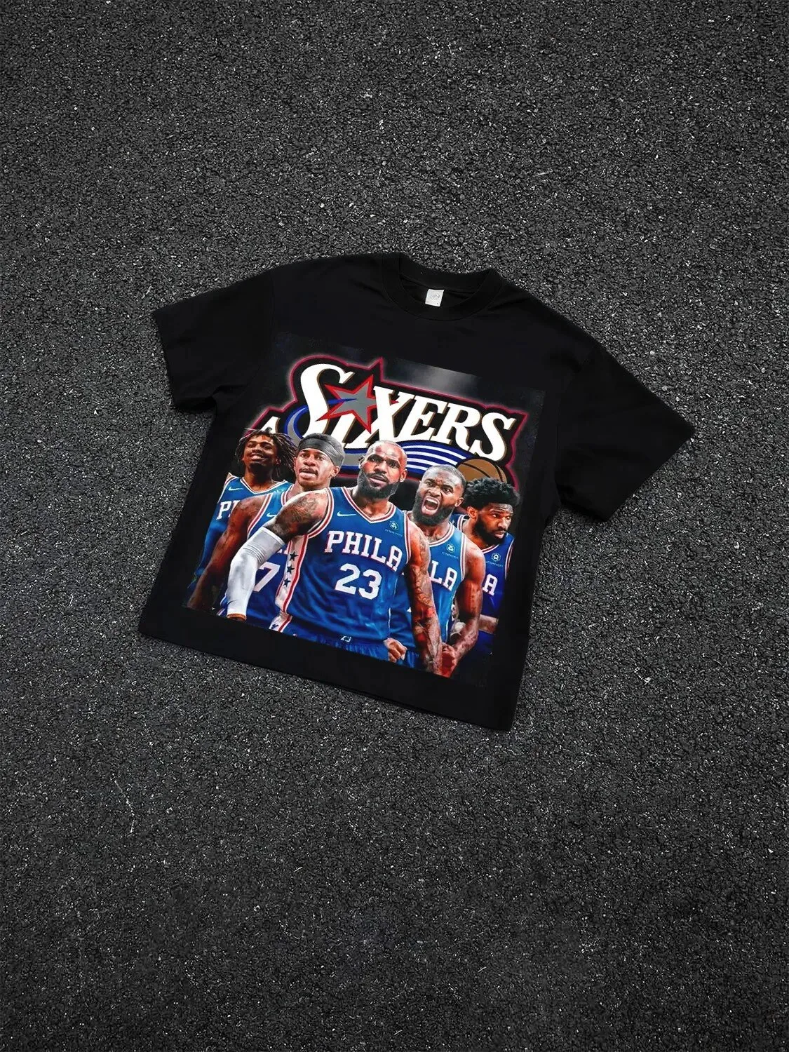 Philadelphia 76ers Basketball Team Graphic Black T-Shirt