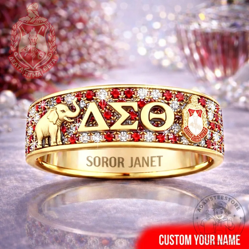 Delta Sigma Theta Sorority Elephant Gold and Red Gemstone Ring Delta Sigma Theta Sorority Elephant Gold and Red Gemstone Ring