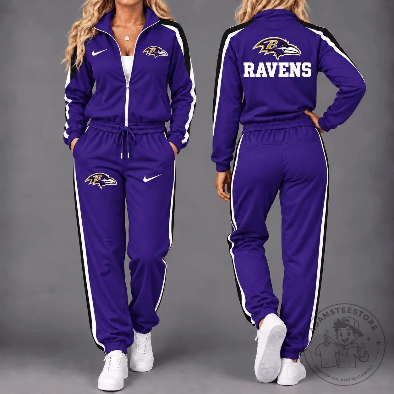Baltimore Ravens Women's Purple Tracksuit Set with White Stripe
