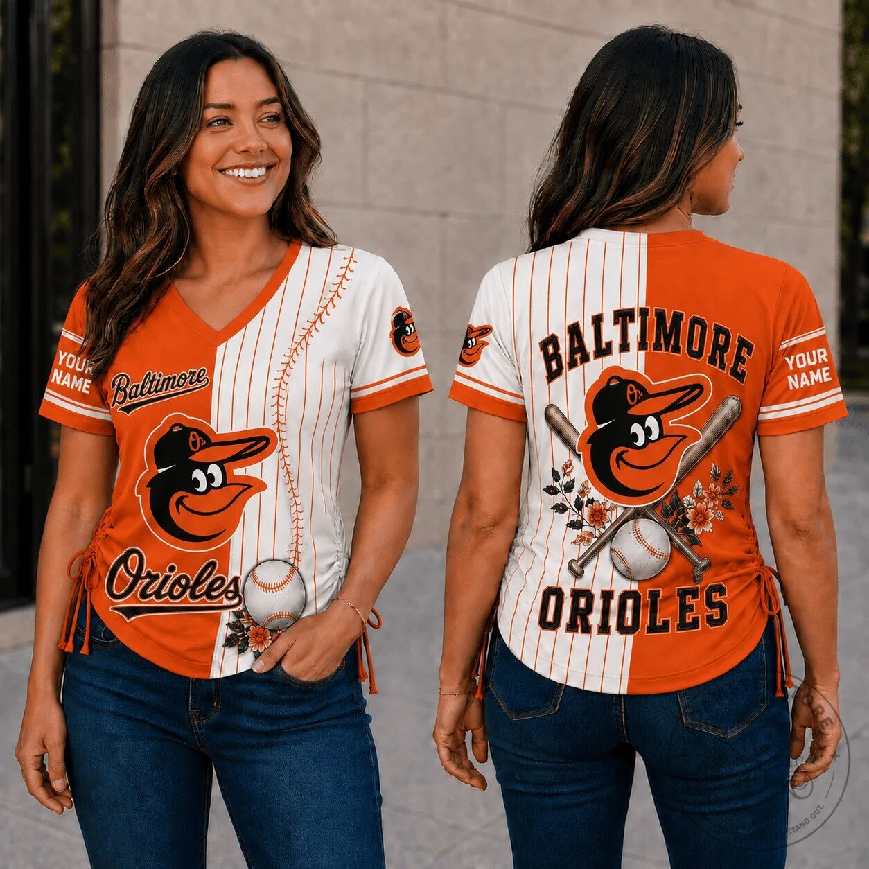Baltimore Orioles MLB Fan Shirt Personalized V-Neck Short Sleeve Baseball T-Shirt